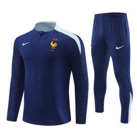 Frankrike Barn Trenings Collegegenser 2024-25 Kvart-Zip Navy